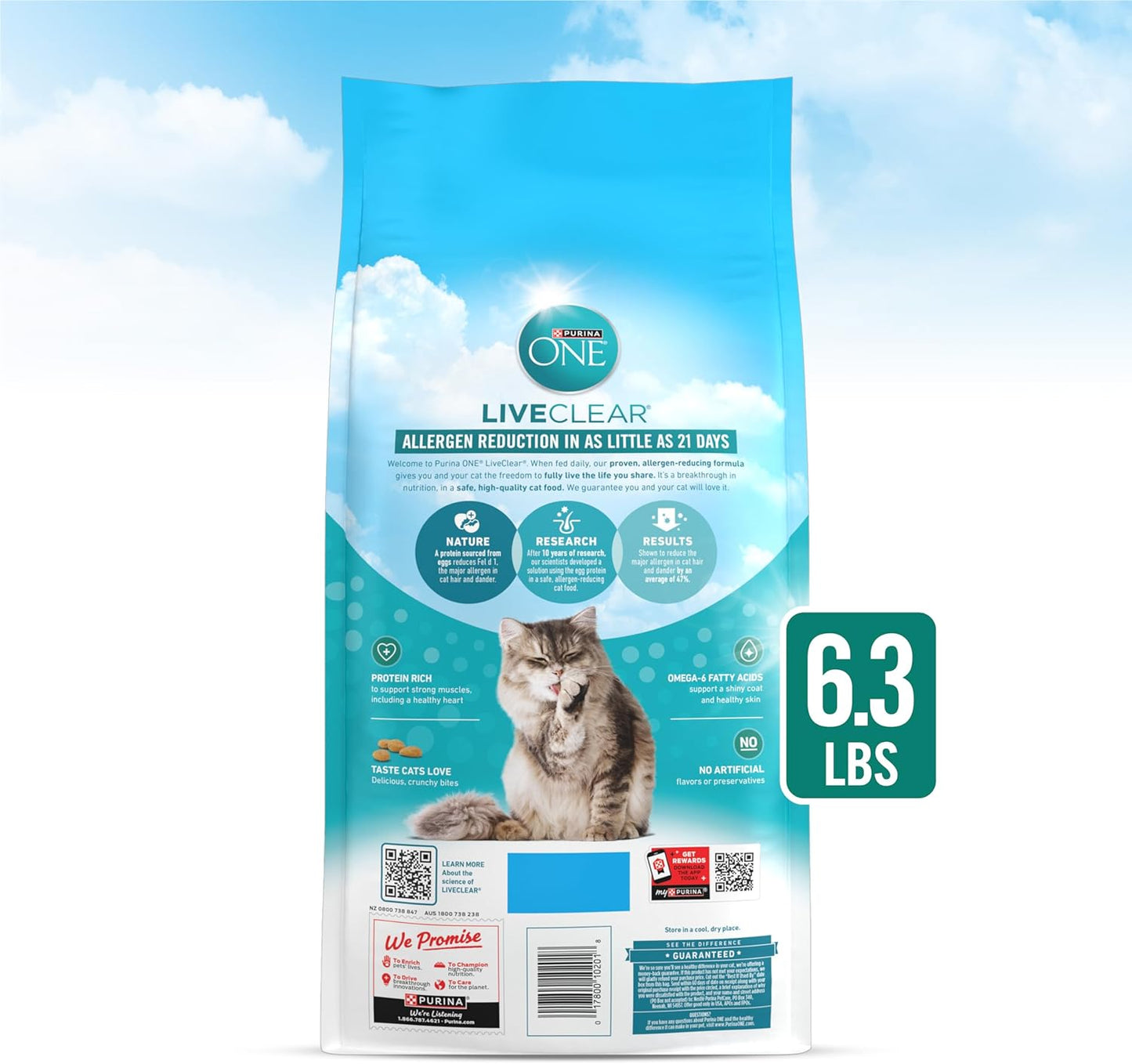 Liveclear Allergen-Reducing Cat Food Dry Formula with Real Chicken as the Number One Ingredient - 6.3 Lb. Bag